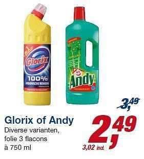 Aanbiedingen Glorix of andy - Andy - Geldig van 23/07/2014 tot 05/08/2014 bij Makro