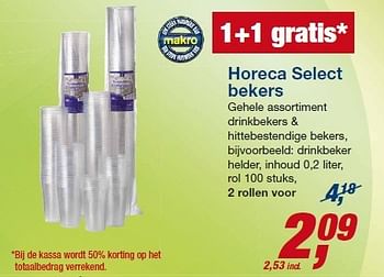 Aanbiedingen Horeca select bekers - Huismerk - Makro - Geldig van 23/07/2014 tot 05/08/2014 bij Makro