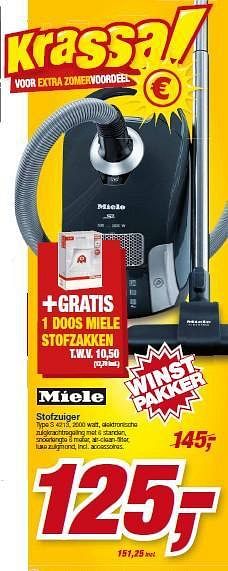 Aanbiedingen Miele stofzuiger s 4213 - Miele - Geldig van 23/07/2014 tot 05/08/2014 bij Makro