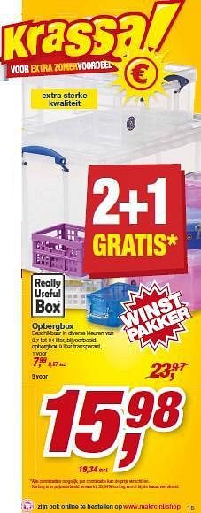 Aanbiedingen Opbergbox - Really Usefull Products Ltd - Geldig van 23/07/2014 tot 05/08/2014 bij Makro