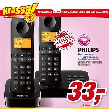 Aanbiedingen Philips dect-telefoon + 1 extra handset d2052 - Philips - Geldig van 23/07/2014 tot 05/08/2014 bij Makro
