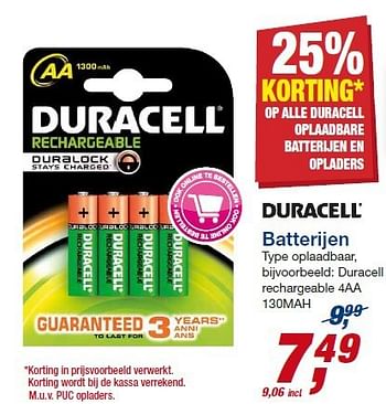 Aanbiedingen Batterijen oplaadbaar - Duracell - Geldig van 23/07/2014 tot 05/08/2014 bij Makro