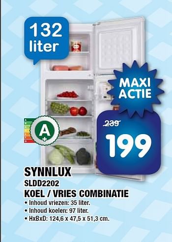 Aanbiedingen Synnlux sldd2202 koel - vries combinatie - Synn-Lux - Geldig van 25/07/2014 tot 07/08/2014 bij Maxwell