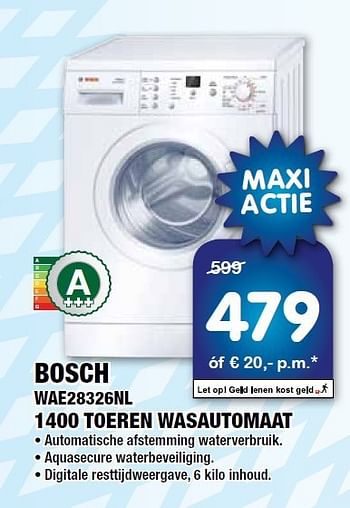 Aanbiedingen Bosch wae28326nl 1400 toeren wasautomaat - Bosch - Geldig van 25/07/2014 tot 07/08/2014 bij Maxwell