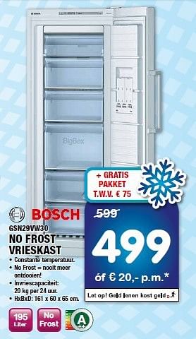 Aanbiedingen Bosch gsn29vw30 no frost vrieskast - Bosch - Geldig van 25/07/2014 tot 07/08/2014 bij Maxwell