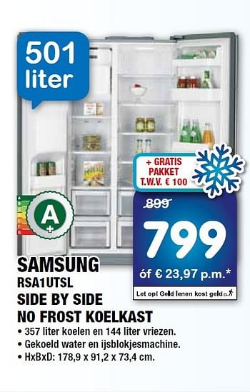 Aanbiedingen Samsung rsa1utsl side by side no frost koelkast - Samsung - Geldig van 25/07/2014 tot 07/08/2014 bij Maxwell