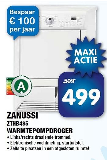 Aanbiedingen Zanussi zthb485 warmtepompdroger - Zanussi - Geldig van 25/07/2014 tot 07/08/2014 bij Maxwell