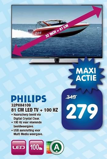 Aanbiedingen Philips 32phh4109 81 cm led tv + 100 hz - Philips - Geldig van 25/07/2014 tot 07/08/2014 bij Maxwell