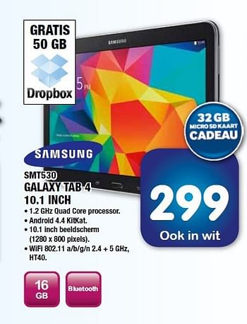 Aanbiedingen Samsung smt530 galaxy tab 4 10.1 inch - Samsung - Geldig van 25/07/2014 tot 07/08/2014 bij Maxwell