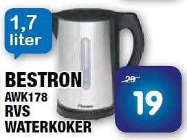 Aanbiedingen Bestron awk178 rvs waterkoker - Bestron - Geldig van 25/07/2014 tot 07/08/2014 bij Maxwell