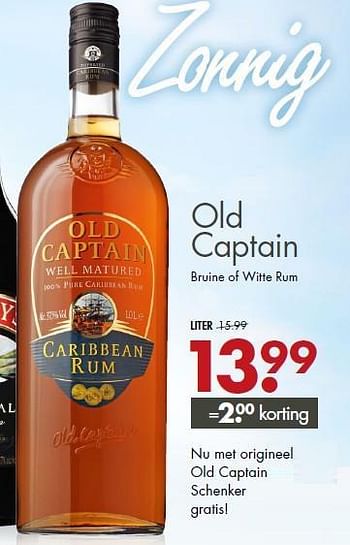 Aanbiedingen Old captain bruine of witte rum - Old Captain - Geldig van 27/07/2014 tot 09/08/2014 bij Mitra