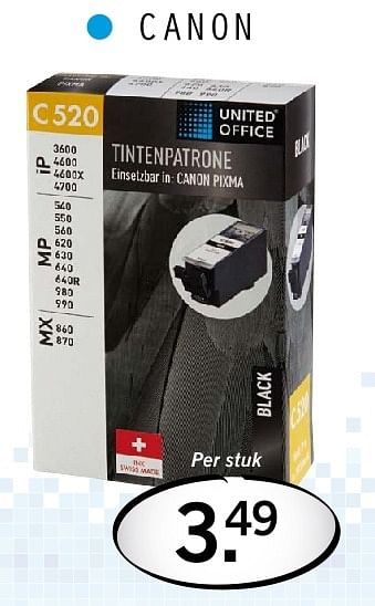 Aanbiedingen Cartridges voor canon - United Office - Geldig van 28/07/2014 tot 30/07/2014 bij Lidl