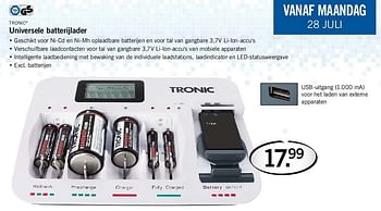 Aanbiedingen Tronic universele batterijlader - Tronic - Geldig van 28/07/2014 tot 30/07/2014 bij Lidl