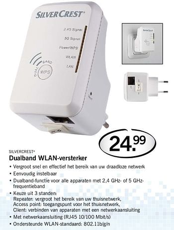 Aanbiedingen Silvercrest dualband wlan-versterker - SilverCrest - Geldig van 28/07/2014 tot 30/07/2014 bij Lidl
