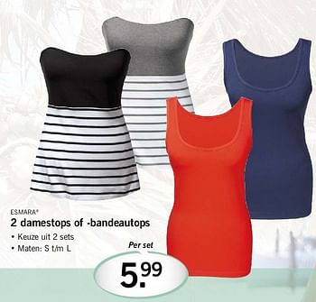 Aanbiedingen Esmara 2 damestops of -bandeautops - Esmara - Geldig van 28/07/2014 tot 30/07/2014 bij Lidl