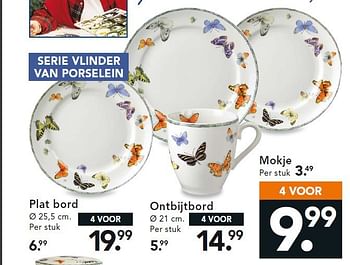 Aanbiedingen Serie vlinder van porselein - Huismerk - Blokker - Geldig van 28/07/2014 tot 06/08/2014 bij Blokker