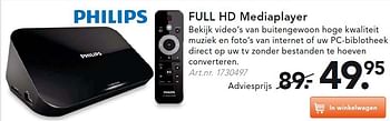 Aanbiedingen Philips full hd mediaplayer - Philips - Geldig van 28/07/2014 tot 06/08/2014 bij Blokker