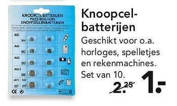 Aanbiedingen Knoopcelbatterijen - Huismerk - Blokker - Geldig van 28/07/2014 tot 06/08/2014 bij Blokker