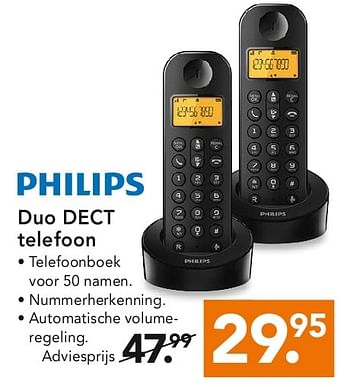 Aanbiedingen Philips duo dect telefoon - Philips - Geldig van 28/07/2014 tot 06/08/2014 bij Blokker