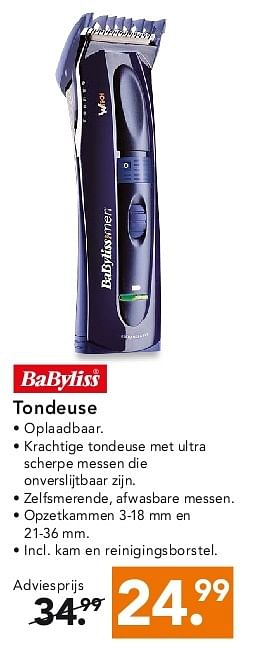 Aanbiedingen Babyliss tondeuse - Babyliss - Geldig van 28/07/2014 tot 06/08/2014 bij Blokker