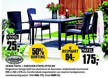 Aanbiedingen Skara tafel + gudhjem stapelstoelen - Jutlandia - Geldig van 28/07/2014 tot 10/08/2014 bij Jysk