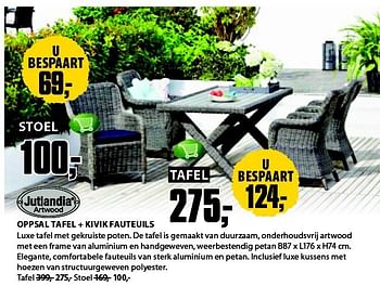 Aanbiedingen Oppsal tafel + kivik fauteuils - Jutlandia - Geldig van 28/07/2014 tot 10/08/2014 bij Jysk
