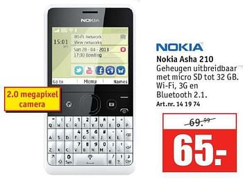Aanbiedingen Nokia asha 210 - Nokia - Geldig van 28/07/2014 tot 10/08/2014 bij Kijkshop