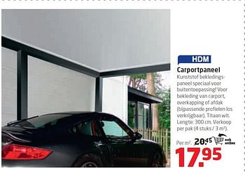 Aanbiedingen Carportpaneel - HDM - Geldig van 28/07/2014 tot 10/08/2014 bij Formido