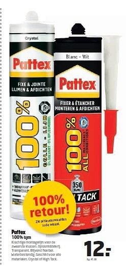 Aanbiedingen Pattex 100% lijm - Pattex - Geldig van 28/07/2014 tot 10/08/2014 bij Formido