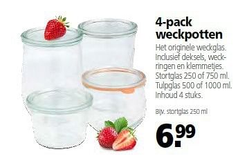 Aanbiedingen 4-pack weckpotten - Huismerk- Boerenbond - Geldig van 28/07/2014 tot 10/08/2014 bij Boerenbond