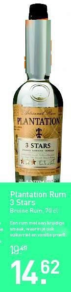 Aanbiedingen Plantation rum 3 stars - Plantation - Geldig van 28/07/2014 tot 17/08/2014 bij Gall & Gall