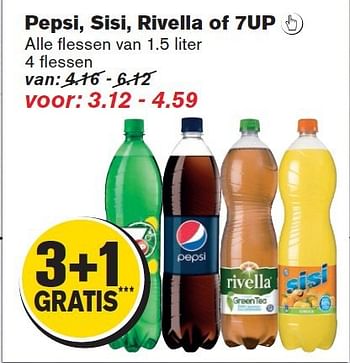 Aanbiedingen Pepsi, sisi, rivella of 7up - Pepsi - Geldig van 30/07/2014 tot 05/08/2014 bij Hoogvliet