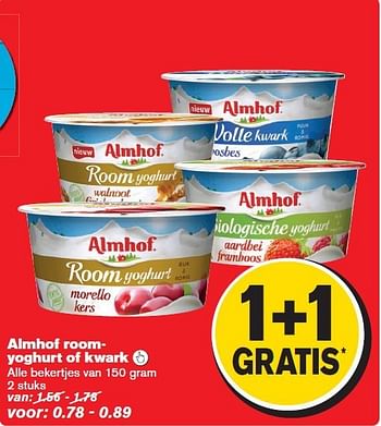 Aanbiedingen Almhof roomyoghurt of kwark - Almhof - Geldig van 30/07/2014 tot 05/08/2014 bij Hoogvliet