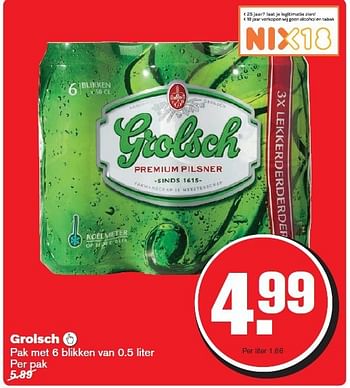 Aanbiedingen Grolsch - Grolsch - Geldig van 30/07/2014 tot 05/08/2014 bij Hoogvliet
