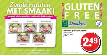 Aanbiedingen Damhert glutenvrij brood - Damhert - Geldig van 30/07/2014 tot 05/08/2014 bij Hoogvliet