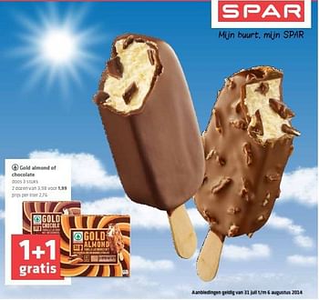 Aanbiedingen Gold almond of chocolate - Spar - Geldig van 31/07/2014 tot 06/08/2014 bij Spar