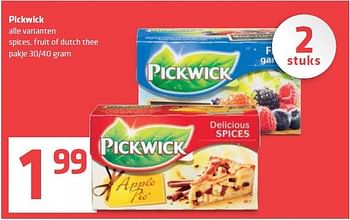 Aanbiedingen Pickwick alle varianten spices, fruit of dutch thee - Pickwick - Geldig van 31/07/2014 tot 06/08/2014 bij Spar