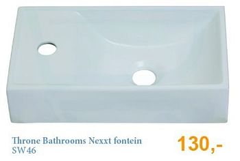 Aanbiedingen Throne bathrooms nexxt fontein - Throne Bathrooms - Geldig van 01/08/2014 tot 31/08/2014 bij Sanitairwinkel