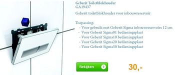 Aanbiedingen Geberit toiletblokhouder - Geberit - Geldig van 01/08/2014 tot 31/08/2014 bij Sanitairwinkel
