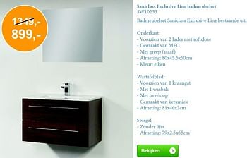 Aanbiedingen Saniclass exclusive line badmeubelset - Saniclass - Geldig van 01/08/2014 tot 31/08/2014 bij Sanitairwinkel
