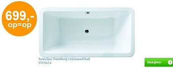 Aanbiedingen Saniclass nurnberg vrijstaand bad - Saniclass - Geldig van 01/08/2014 tot 31/08/2014 bij Sanitairwinkel