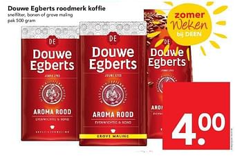 Aanbiedingen Douwe egberts roodmerk koffie - Douwe Egberts - Geldig van 03/08/2014 tot 09/08/2014 bij Deen Supermarkten