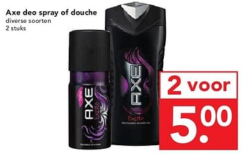 Aanbiedingen Axe deo spray of douche - Axe - Geldig van 03/08/2014 tot 09/08/2014 bij Deen Supermarkten