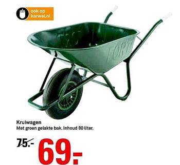 Aanbiedingen Kruiwagen met groen gelakte bak - Huismerk Karwei - Geldig van 03/08/2014 tot 09/08/2014 bij Karwei