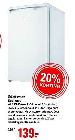 Aanbiedingen Koelkast - Whiteline - Geldig van 03/08/2014 tot 09/08/2014 bij Karwei