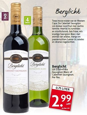 Aanbiedingen Berglicht uit zuid-afrika - Rode wijnen - Geldig van 03/08/2014 tot 09/08/2014 bij Deka Markt