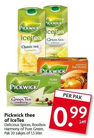 Aanbiedingen Pickwick thee of icetea - Pickwick - Geldig van 03/08/2014 tot 09/08/2014 bij Deka Markt