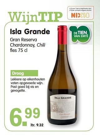 Aanbiedingen Isla grande - Witte wijnen - Geldig van 03/08/2014 tot 09/08/2014 bij Em-té