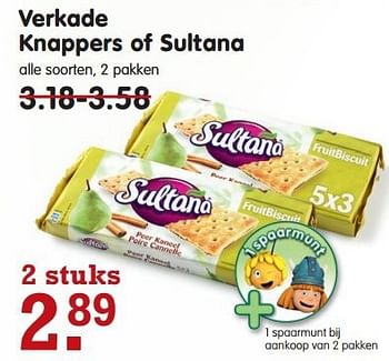 Aanbiedingen Verkade knappers of sultana - Sultana - Geldig van 03/08/2014 tot 09/08/2014 bij Em-té