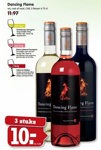 Aanbiedingen Dancing flame - Rode wijnen - Geldig van 03/08/2014 tot 09/08/2014 bij Em-té